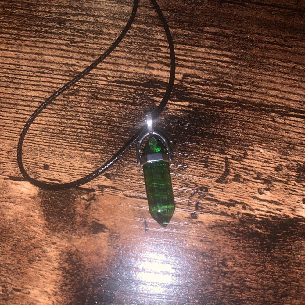 Clear Green Crystal Necklace